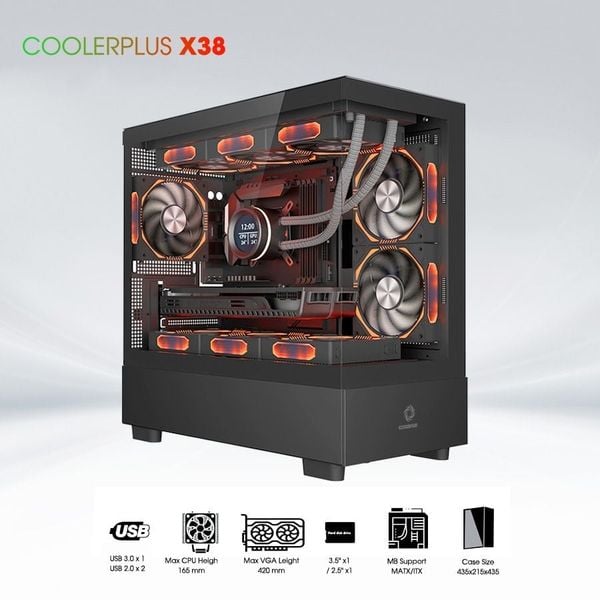 Thùng máy tính Gaming Coolerplus CPC X38B - Màu Xám