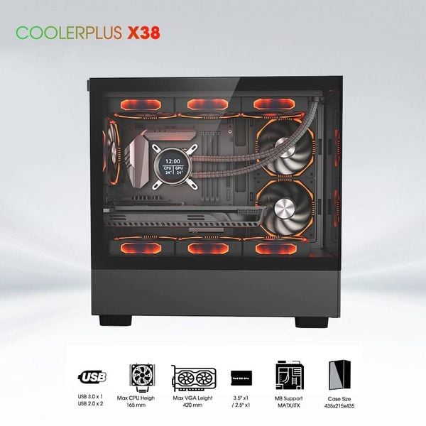 Thùng máy tính Gaming Coolerplus CPC X38B - Màu Xám