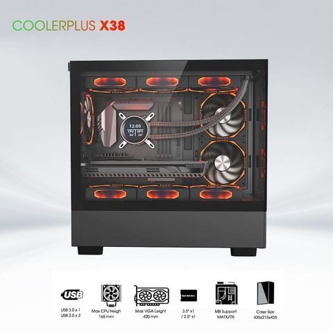 Thùng máy tính Gaming Coolerplus CPC X38B - Màu Xám