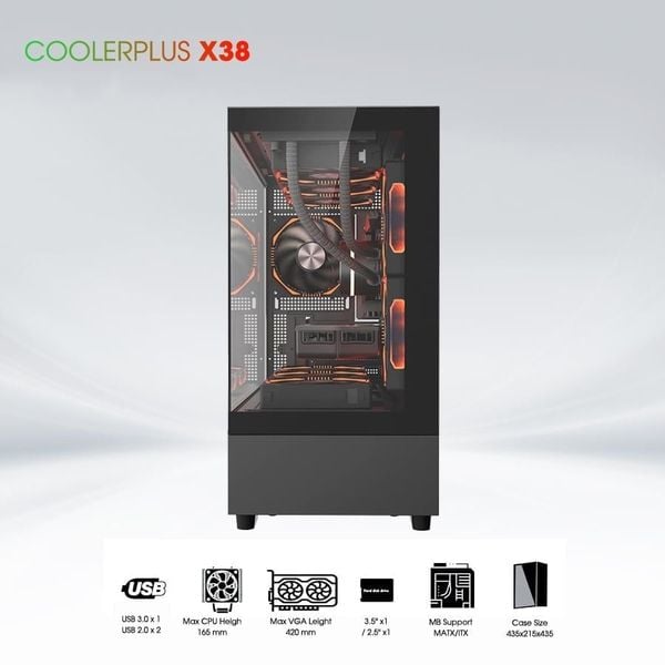 Thùng máy tính Gaming Coolerplus CPC X38B - Màu Xám