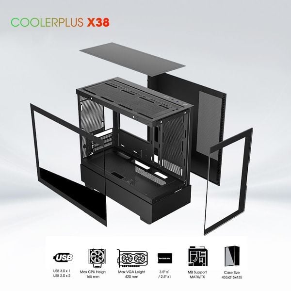 Thùng máy tính Gaming Coolerplus CPC X38B - Màu Xám