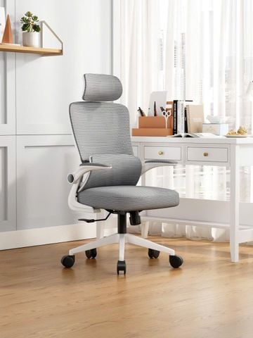 Ghế Công Thái Học Tựa Đầu Có 2 Lưng Đệm Lưới Đỡ Cột Sống Ngồi Thoải Mái, Tay Ghế Điều Chỉnh