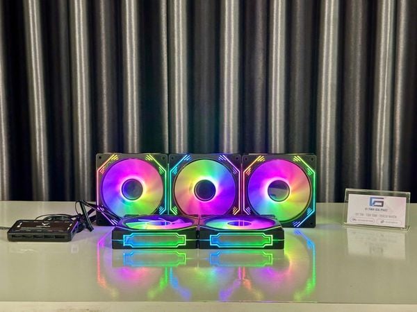 Bộ Kit 5 Fan F3 Led RGB sync hub - đã gồm hub + remote