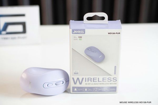 Chuột không dây JEDEL WD138 Bluetooth và Wireless (2.4GHz 4D, 1600DPI) - Màu Tím