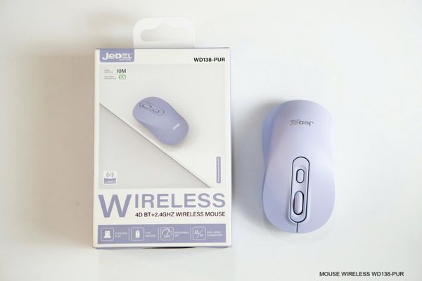 Chuột không dây JEDEL WD138 Bluetooth và Wireless (2.4GHz 4D, 1600DPI) - Màu Tím