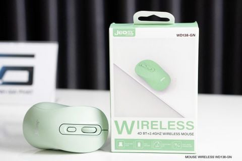 Chuột không dây JEDEL WD138 Bluetooth và Wireless (2.4GHz 4D, 1600DPI) - Màu Xanh