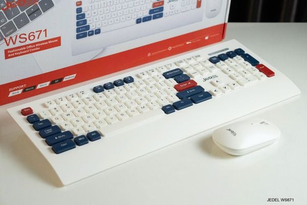 Combo phím chuột JEDEL WS671 không dây, có pin - Màu Trắng