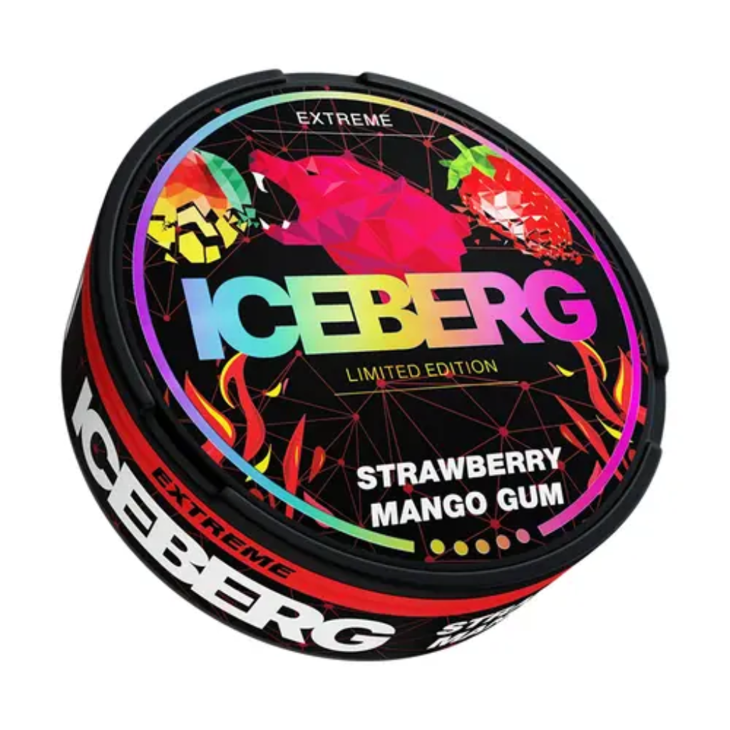 ICEBERG Strawberry Mango Gum ( Kẹo Gum Xoài Dâu ) Slim Strong 35mg – White  Snus