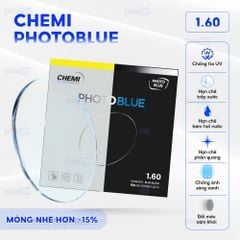 Tròng kính đổi màu chống ánh sáng xanh Chemi PhotoBlue 1.60 - Xám Khói