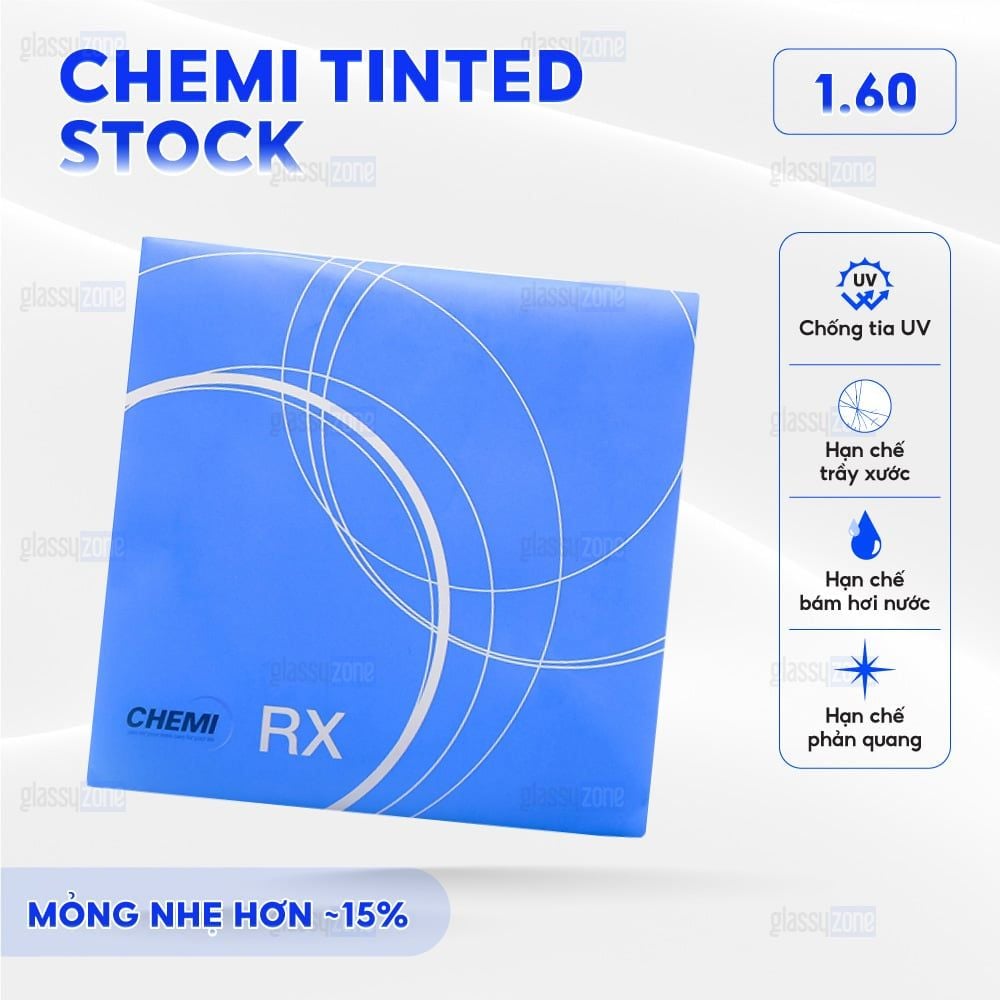 Tròng kính nhuộm màu Chemi Tinted Stock U2 1.60