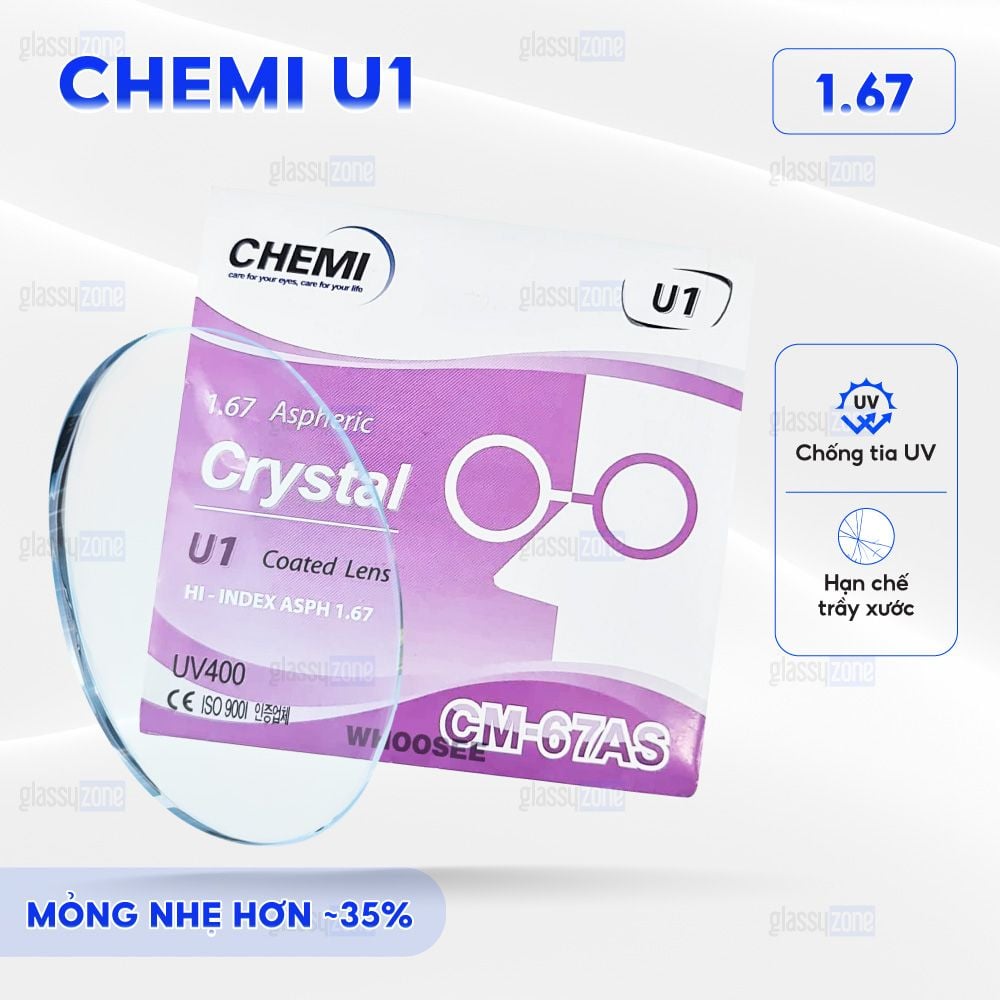 Tròng kính siêu mỏng Chemi U1 1.67