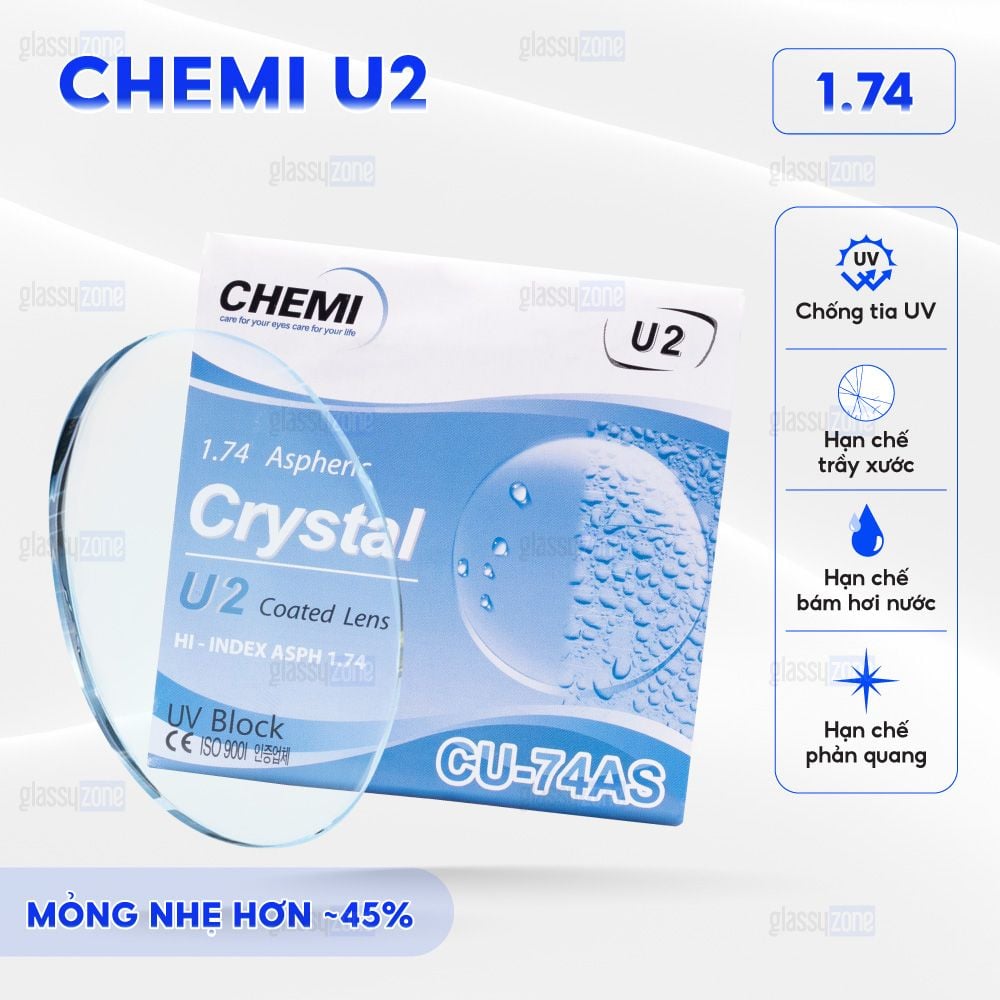 Tròng kính siêu mỏng Chemi U2 1.74