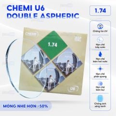 Tròng kính siêu mỏng chống ánh sáng xanh Chemi U6 1.74 DAS