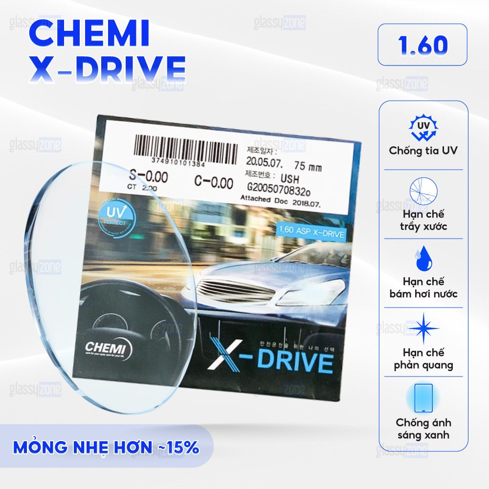 Tròng kính chống chói đèn xe Chemi XDrive 1.60