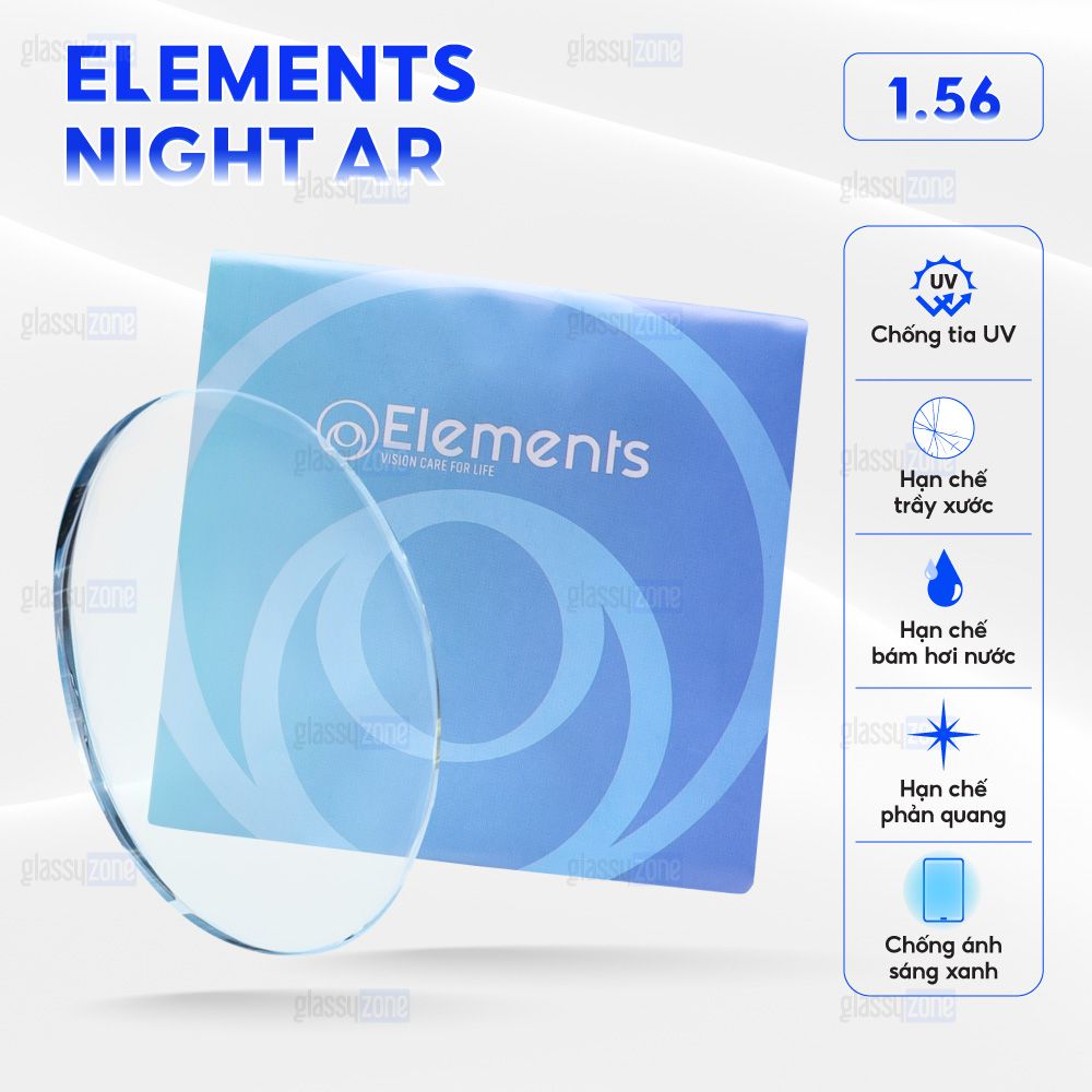 Tròng kính chống chói đèn xe Elements Night AR 1.56