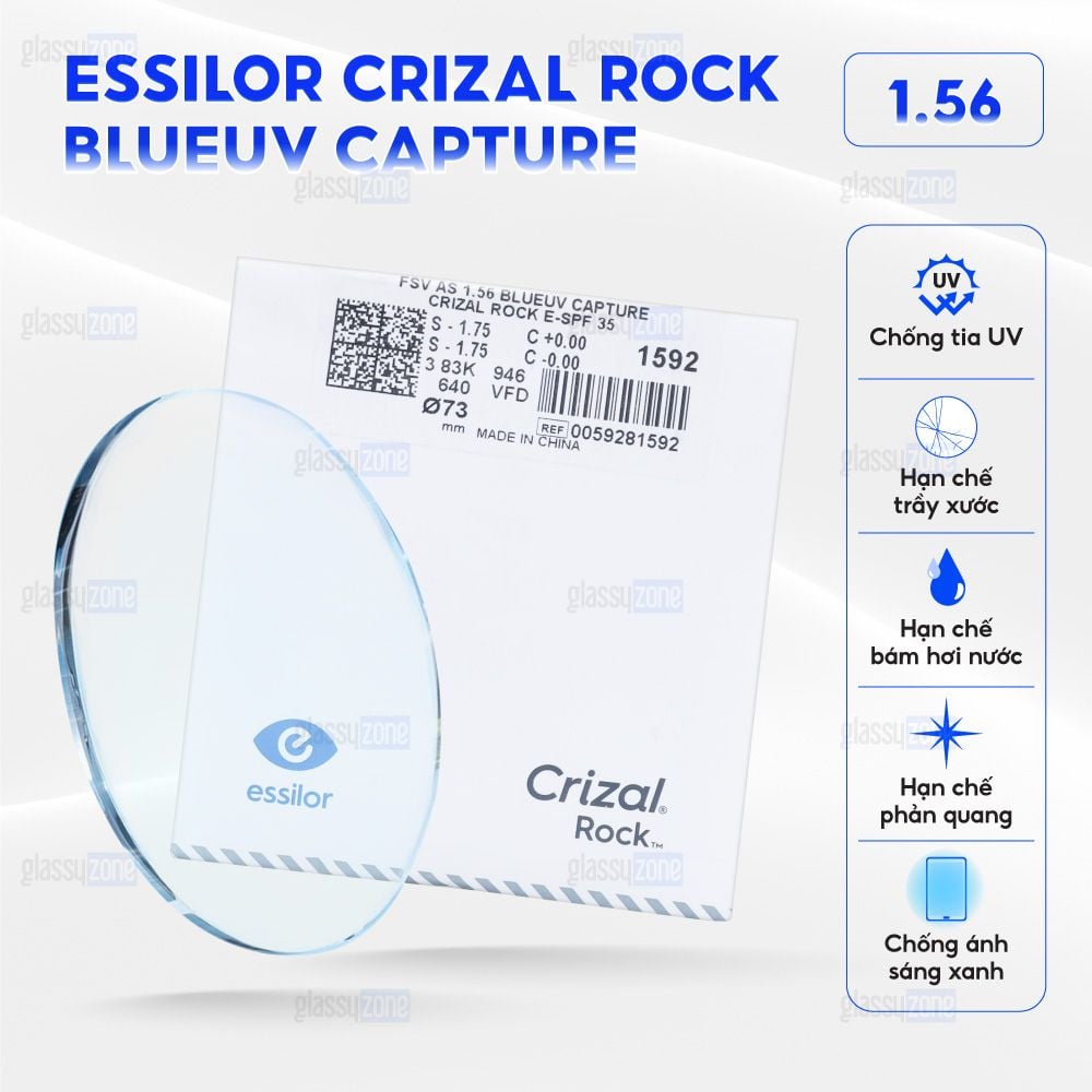 Tròng kính chống ánh sáng xanh Essilor Crizal Rock 1.56