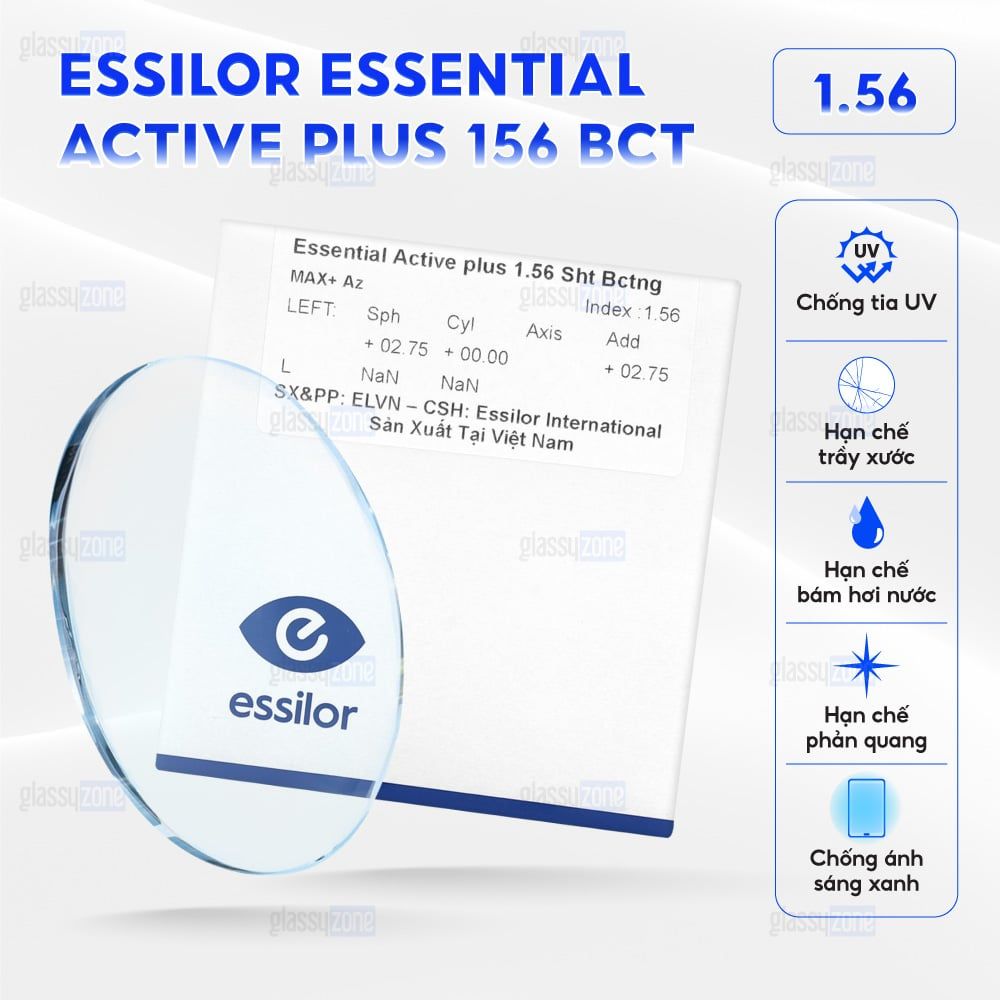 Đa tròng đánh Essilor Essential Active Plus BlueUV Capture