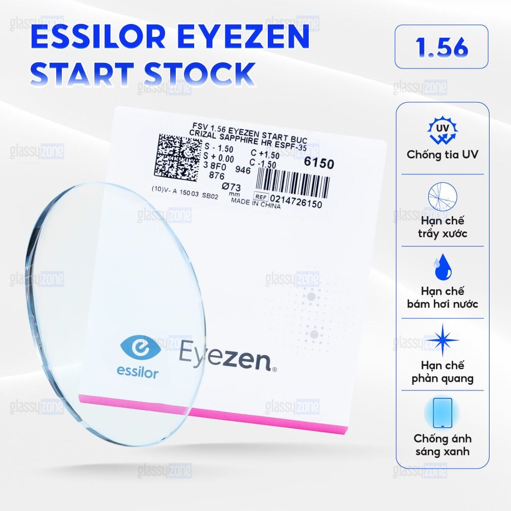 Tròng kính chống mỏi mắt Essilor Eyezen Start Stock 1.56