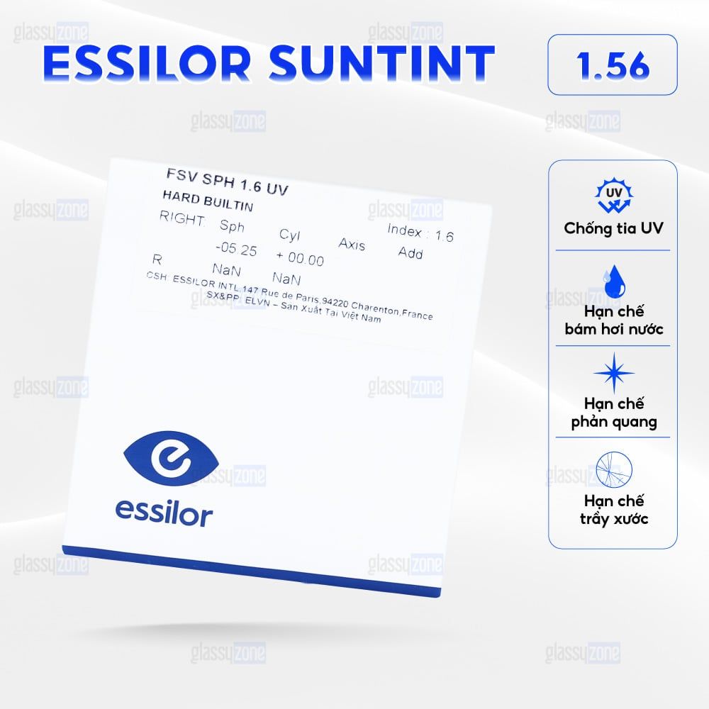 Tròng kính nhuộm màu Essilor Suntints Stock 1.56