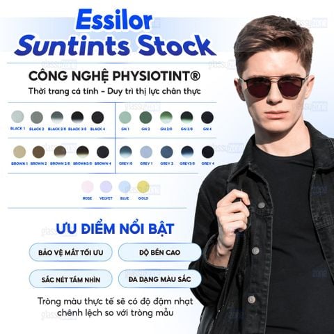 Tròng kính nhuộm màu Essilor Suntints Stock 1.56