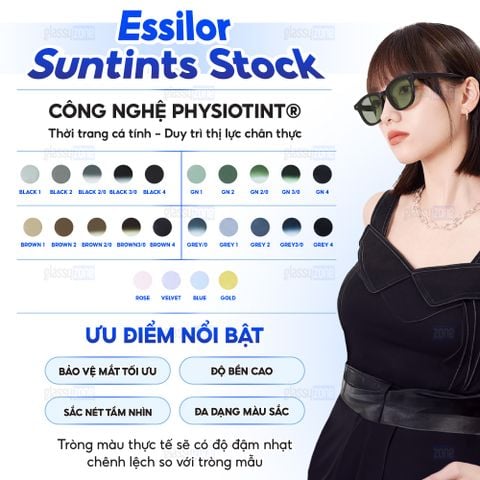 Tròng kính nhuộm màu Essilor Suntints Stock 1.60