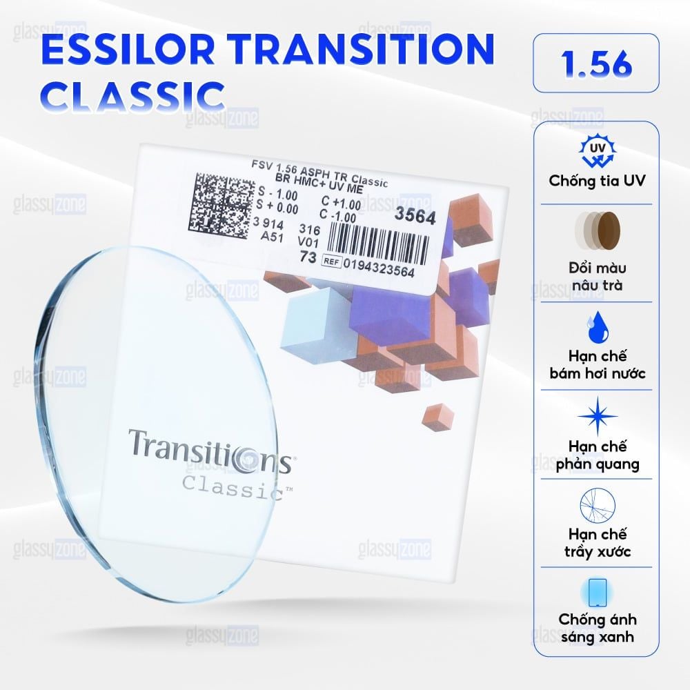 Tròng kính đổi màu Essilor Transition Classic 1.56