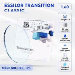 Tròng kính đổi màu Essilor Transition Classic 1.60 - Xám Khói