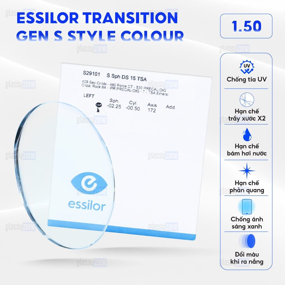 Tròng kính đổi màu Essilor Transitions Gen S