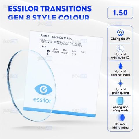 Tròng kính đổi màu Essilor Transitions Gen8 Style Colour