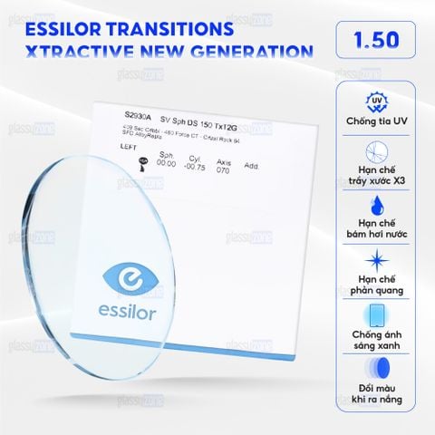Tròng kính đổi màu Essilor Transition Gen8 1.50 Xtractive