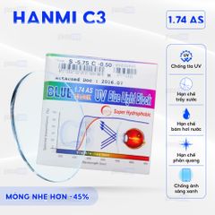 Tròng kính siêu mỏng chống ánh sáng xanh Hanmi 1.74