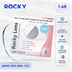 Tròng kính đổi màu Rocky 1.60 - Xám Khói