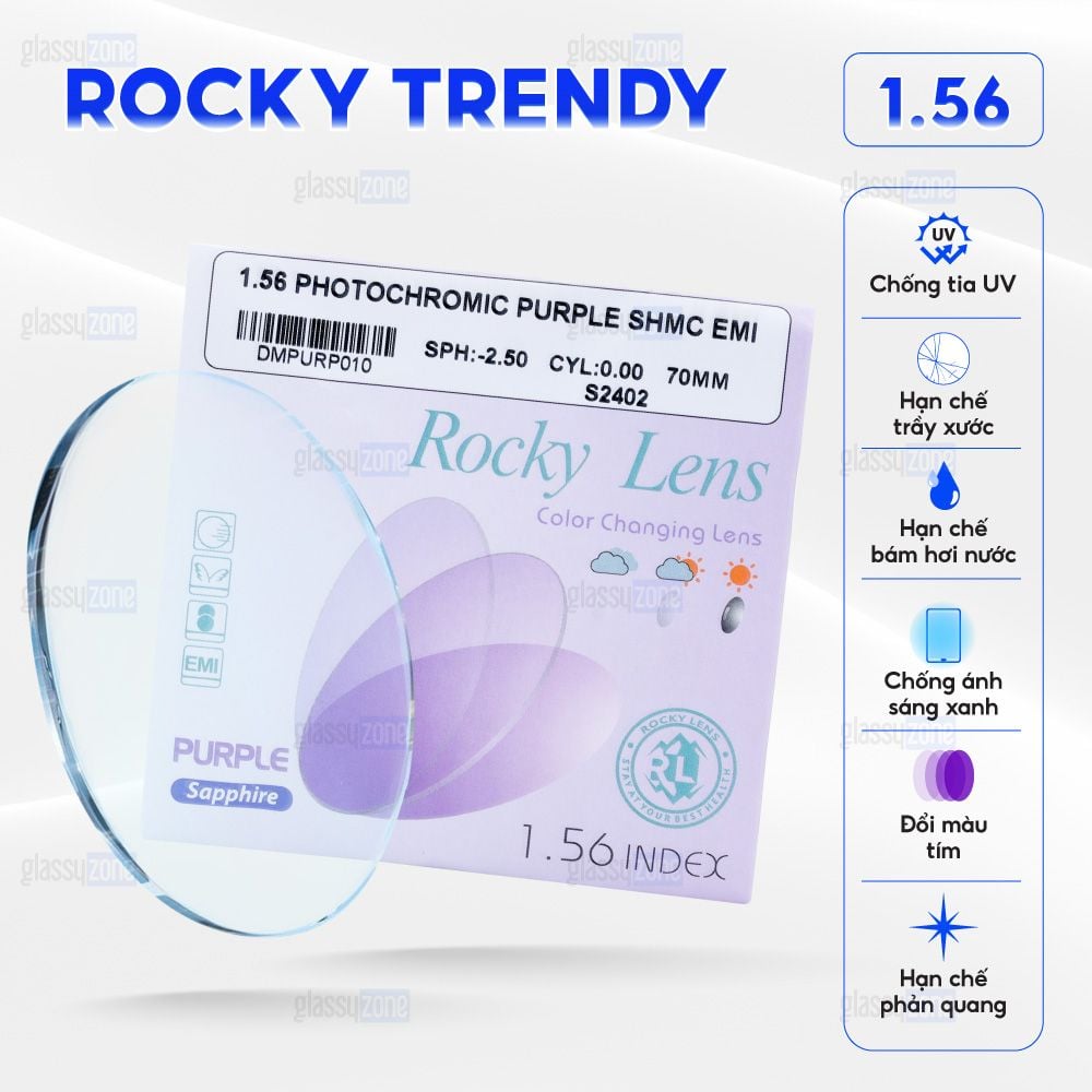 Tròng kính đổi màu Rocky Trendy 1.56