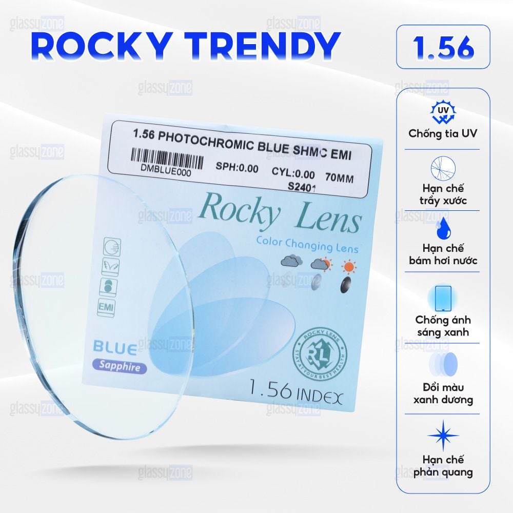 Tròng kính đổi màu Rocky Trendy 1.56