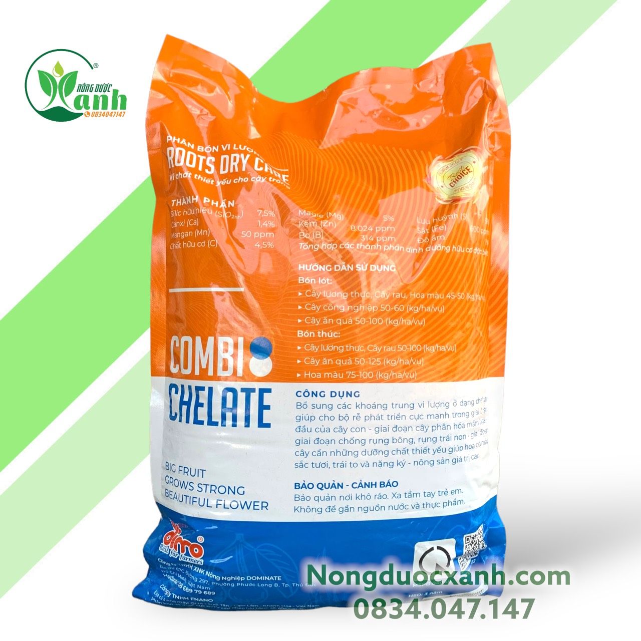  COMBI CHELATE DIMO (Túi 8kg) - Xanh Trái, Cây Khỏe, Lá Xanh Tốt 