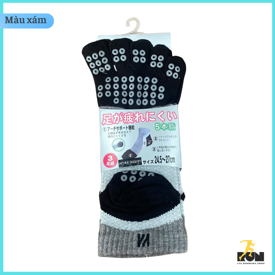  Tất xỏ ngón chống trượt WorkAssist (set 3 đôi) 