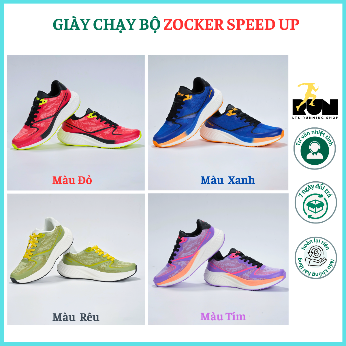  Giày chạy bộ Nữ Zocker Speed Up Tím 