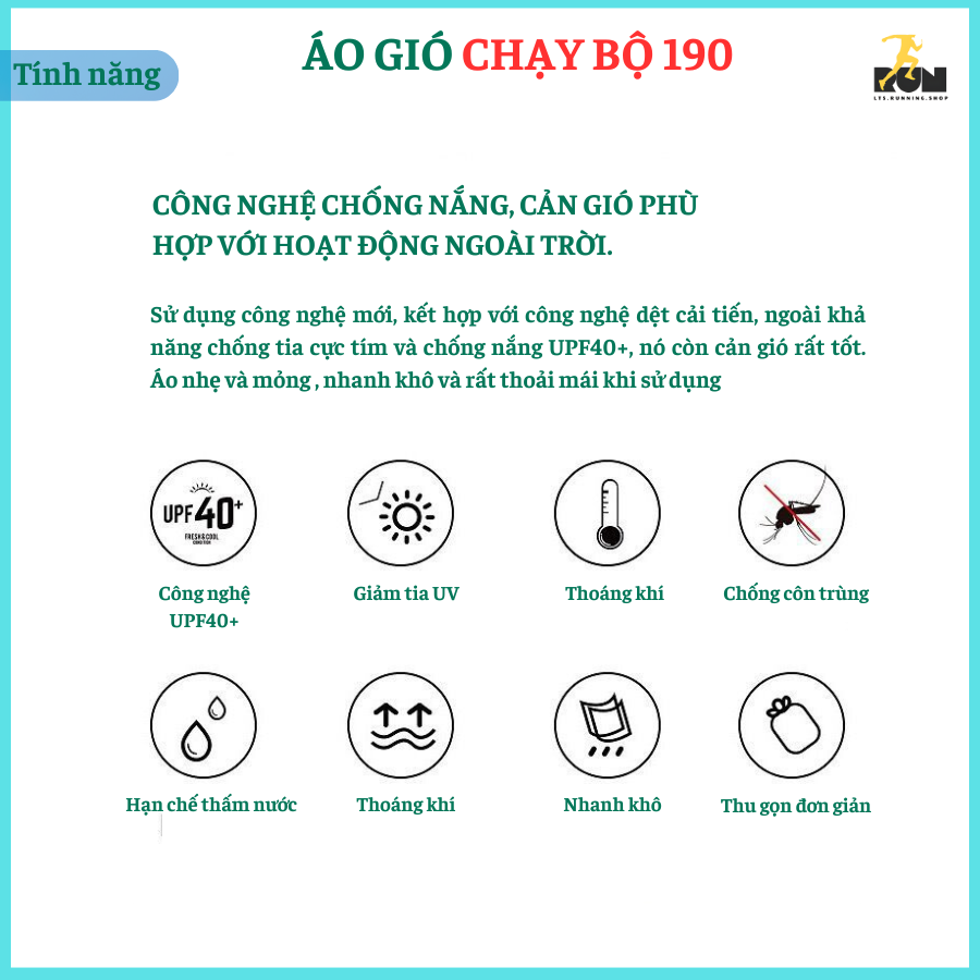  Áo gió thể thao 190 