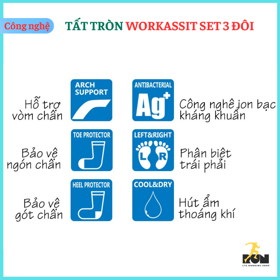  Tất tròn chạy bộ WorkAssist 