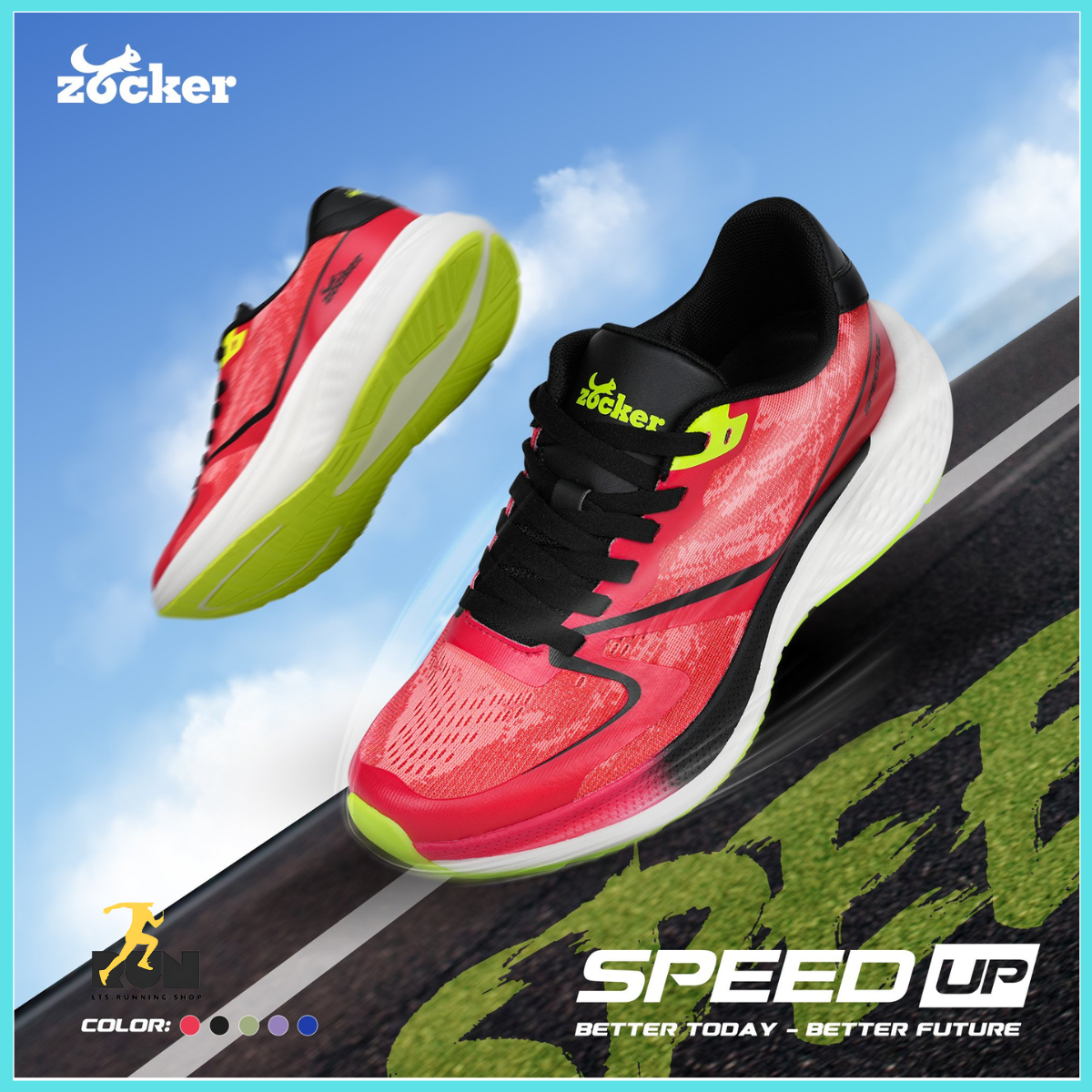  Giày chạy bộ Nam/Nữ Zocker Speed Up Đỏ 