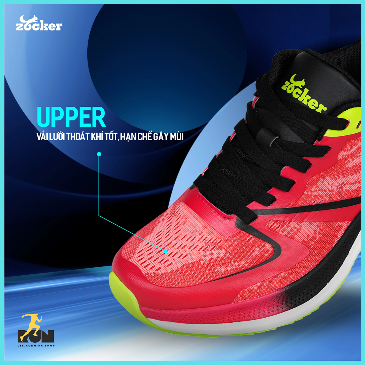  Giày chạy bộ Nam/Nữ Zocker Speed Up Đỏ 