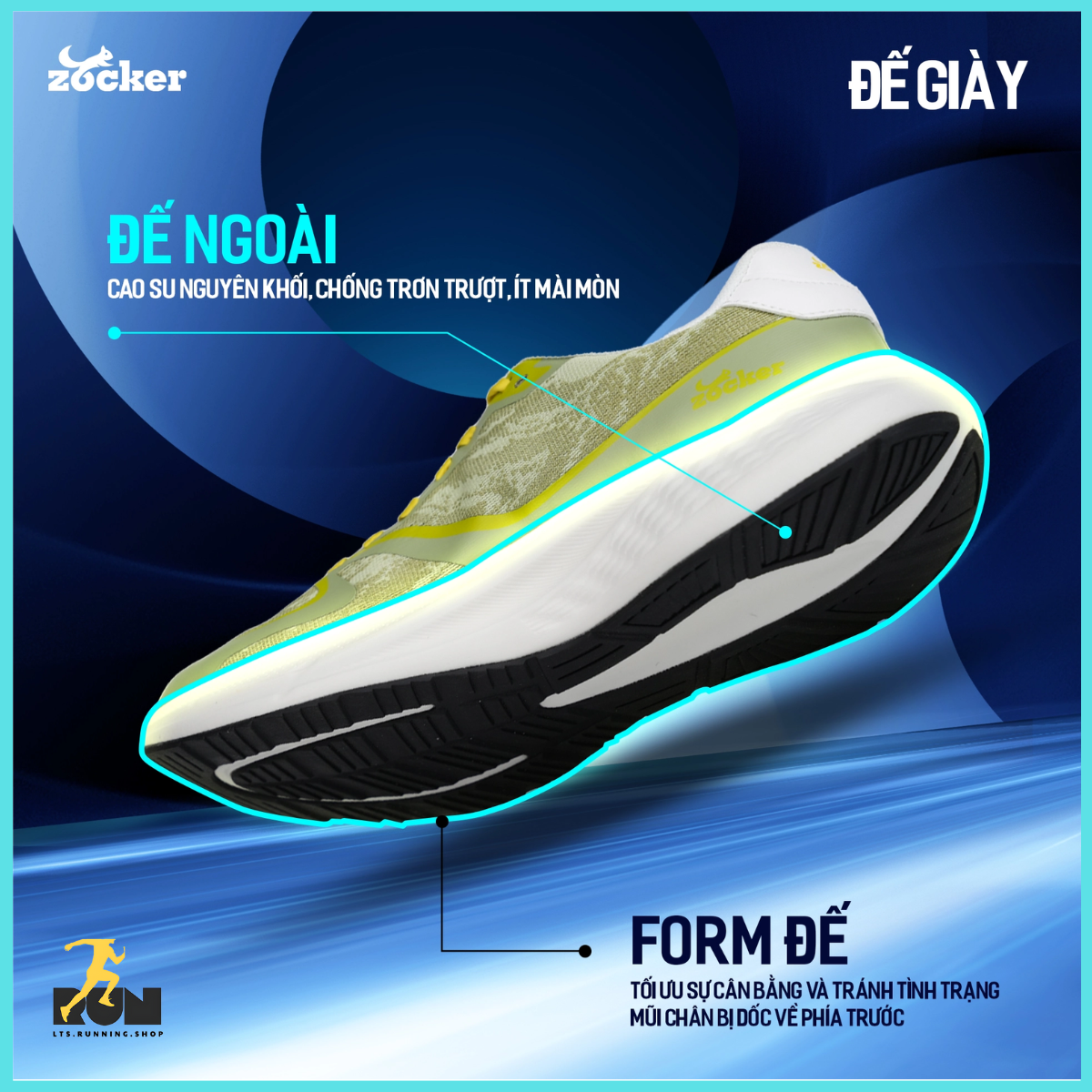  Giày chạy bộ Nam/Nữ Zocker Speed Up Rêu 