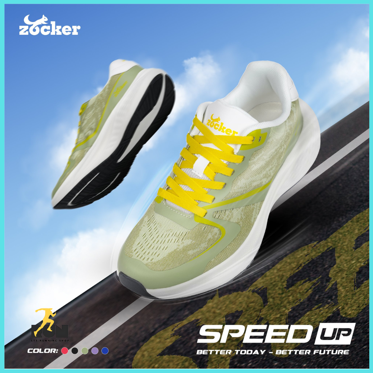  Giày chạy bộ Nam/Nữ Zocker Speed Up Rêu 