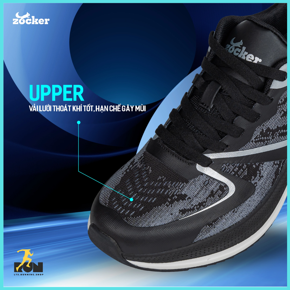  Giày chạy bộ Nam/Nữ Zocker Speed Up Đen 