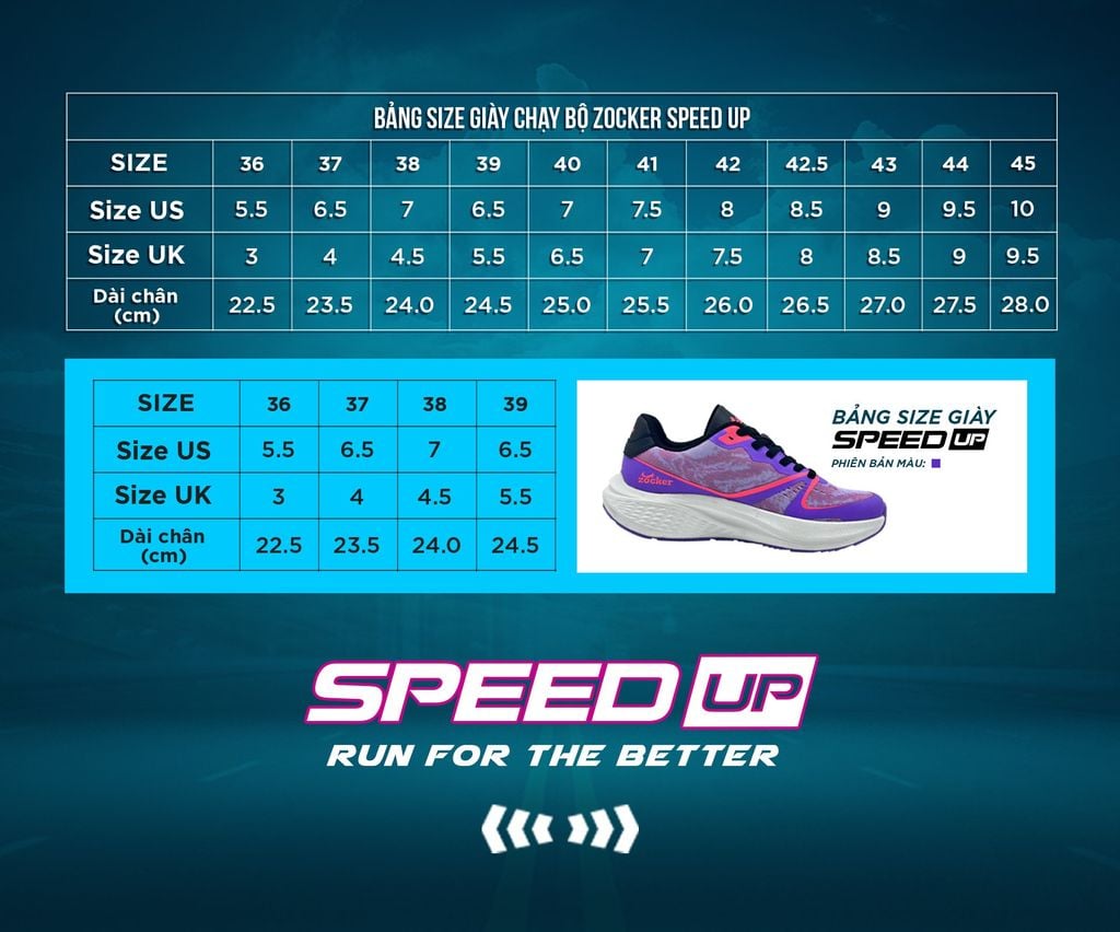 Giày chạy bộ Nam/Nữ Zocker Speed Up Đen/Cam