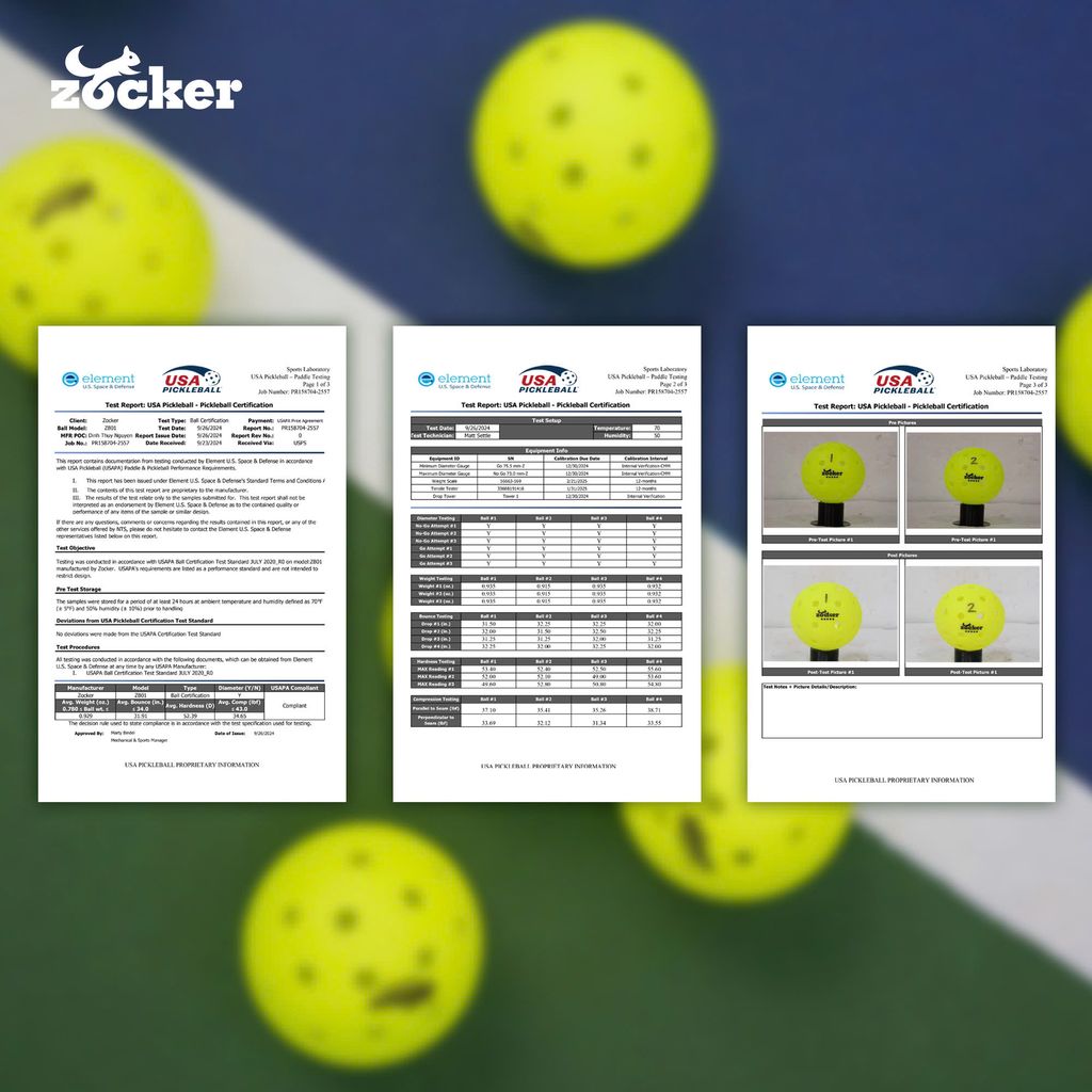 Combo 3 quả bóng thi đấu Pickleball Zocker Five Star