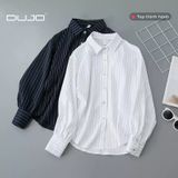  DUJO - Sơ mi sọc cổ Polo dáng rộng giá yêu thương 