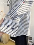  Áo sơ mi kẻ sọc cổ bẻ – Dáng rộng Hàn Quốc, mặc là đẹp 