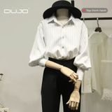  DUJO - Sơ mi sọc cổ Polo dáng rộng giá yêu thương 