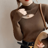  Áo len nữ dài tay khoét phần ngực 